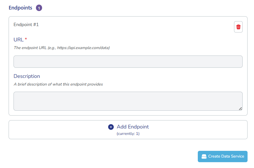 Screenshot of the add endpoint form
