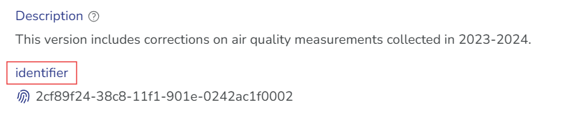 Screenshot showing the same identifier for the new version