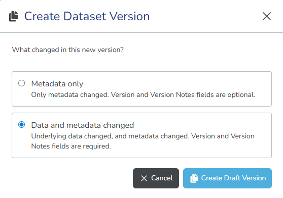 Screenshot showing the select change type dialog